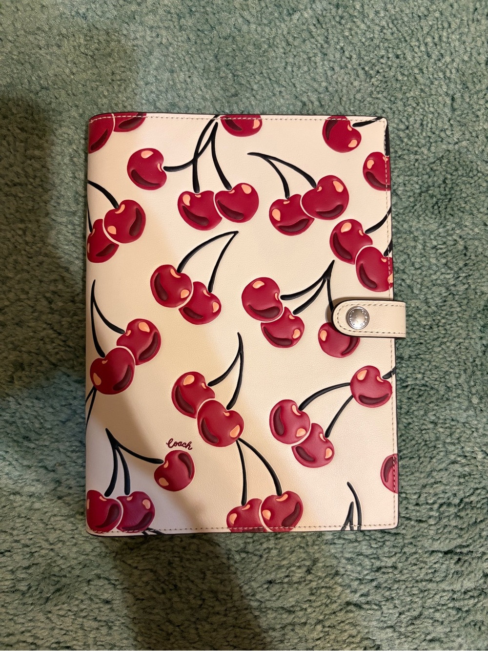 NWOT Coach Cherry Print Leather Notebook Cover